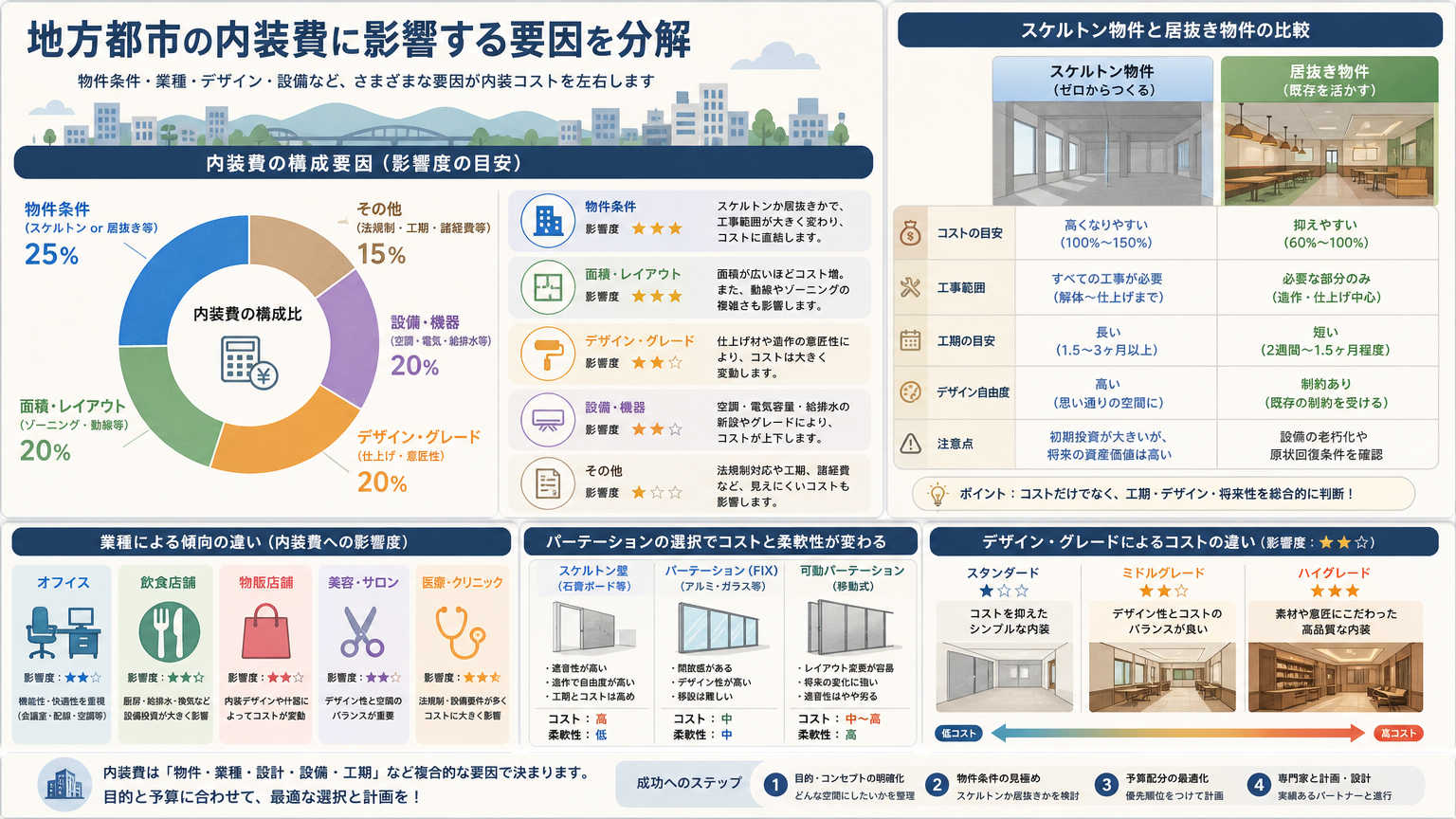 地方都市の内装費に影響する要因