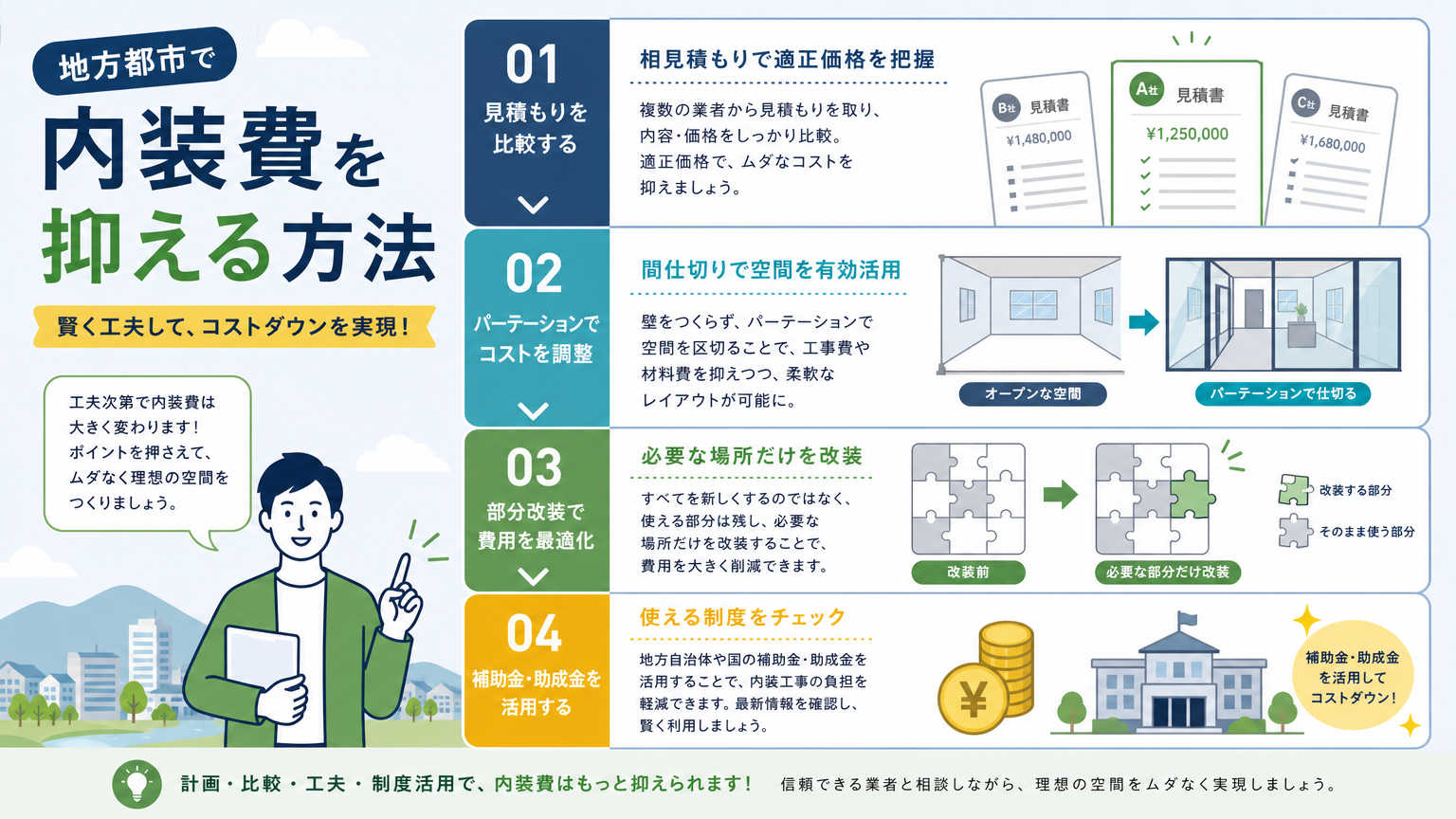 地方都市で内装費を抑える方法